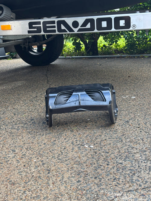 Trimco custom-cut bucket for Sea-Doo, shown in front of a Sea-Doo trailer